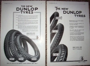 DUNLOP TIRES (Tyres) 2 pgs ads 1922, The Graphic - Picture 1 of 1