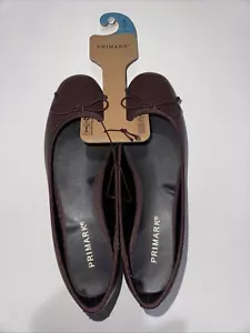 Burgundy Ballerina Flat Slip On Shoes With Bow UK Size 6 EU 39 - Picture 1 of 17