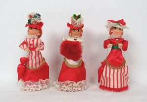 3er SET VINTAGE 1950er ELEGANTE WEIHNACHTSDAME FIGUREN 7" GROSS HERGESTELLT IN JAPAN  - Bild 1 von 12