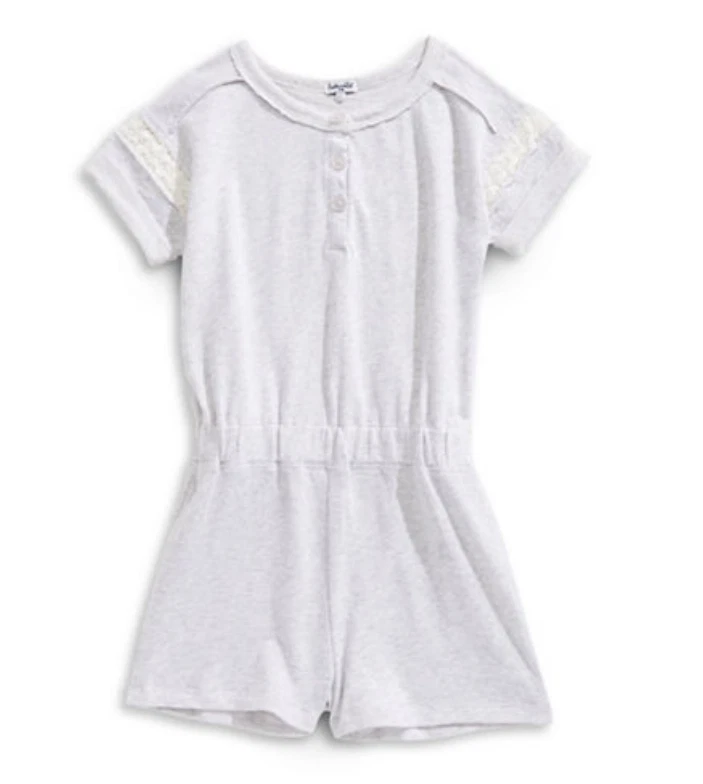 Espléndido mameluco con ribete de encaje gris jaspeado talla 12 para niñas Foto 1 de 1