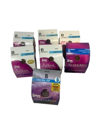 Lot Of 7 Leggs Women's Size B Pantyhose 20207 Blacken Mist Misty Taupe Sun Beige - Imagem 1 de 4