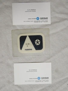 VERY RARE CHRYSLER MISSILE DIVISION PARKING PASS & BUINESS CARD - Picture 1 of 5