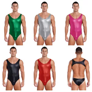 Hombres Leotardo Recortado Body Elegante Mono Brillante Mamelucos Baile Gato Traje Diario - Imagen 1 de 45