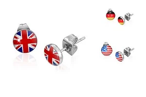 1 Pair 316L Surgical Steel Stud Earrings USA ENGLAND GERMANY - Picture 1 of 3