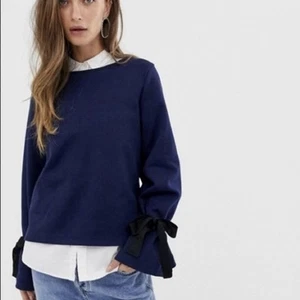NWT J. Crew Wide Tie-Sleeve Sweatshirt Women's J2291 Navy Blue Sz Small NEW! - Picture 1 of 20
