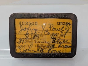 California Fish And Game License - Vintage 1941 Pesca/Pesca in Telaio Metallo - Foto 1 di 5