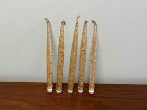Candele decorative vintage acriliche lucite oro fiocco - set di 5 - Foto 1 di 8