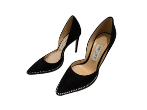 Zapatos de salón JIMMY CHOO Babette de gamuza negra 100 con adornos de cristal - 38 - ¡Nunca usados! - Imagen 1 de 6