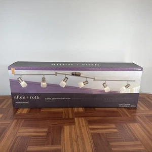 allen + roth 5.8 ft x 9in x 5.1 in  6-Light Brushed Steel Track Bar Montgomery - Picture 1 of 4