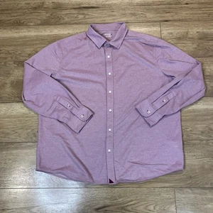 Men's 3XL UNTUCKit Pique Polo Button Up Shirt Long Sleeve Red Preppy - Picture 1 of 5