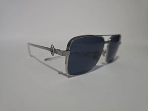 CHRISTIAN DIOR DIAMOND S9F  F0B0 SHINY SILVER/BLUE LENS $610 Authentic - Picture 1 of 6