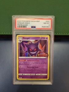 PSA 8 Gengar SWSH241 PRERELEASE CARD Pokemon Holo - Picture 1 of 2