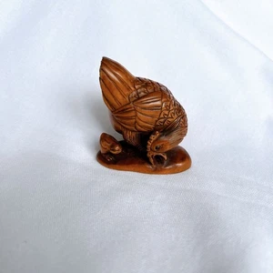 Netsuke Hühnerfamilie signiert Ishikawa JAPAN hergestellt japanische geschnitzte Figur - Bild 1 von 7