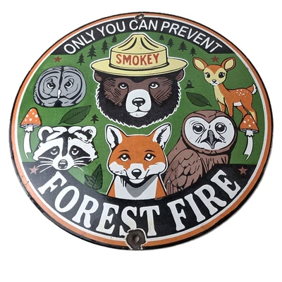 Letrero vintage del Servicio Forestal - Letrero de porcelana de gas Smokey Bear Colorado Wilderness Foto 1 de 4