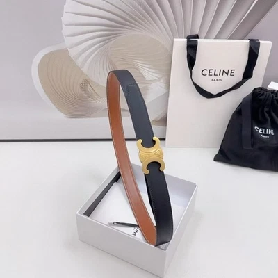 Celine Women's Brown-Black Reversible Belt, Size 80 - Image 1 of 4