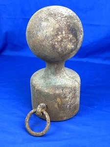 C.1890 12"H Hitching Post w/ 5.75" Dia CANNONBALL Style Topper - 14 lbs 8 ozs - Picture 1 of 16