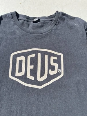 Men's Deus Ex Machina T-Shirt Black Logo 2XL Crew Stretch MOTO Motorcycles - Image 1 of 4