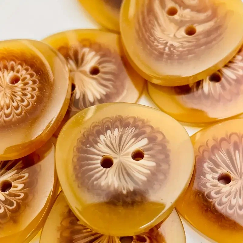 5pcs Res Ispa Loquitur - 24mm Coffee Candy Resin 2 Hole Buttons - Image 1 of 3