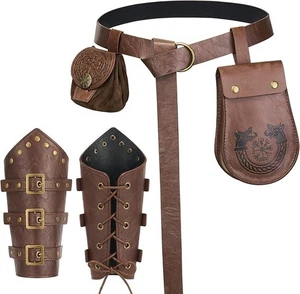 ¡NUEVO! Renacimiento Vikingo Cinturón Bolsa Monedero Cuero Bracer Medieval Teléfono Bolsa - Imagen 1 de 13