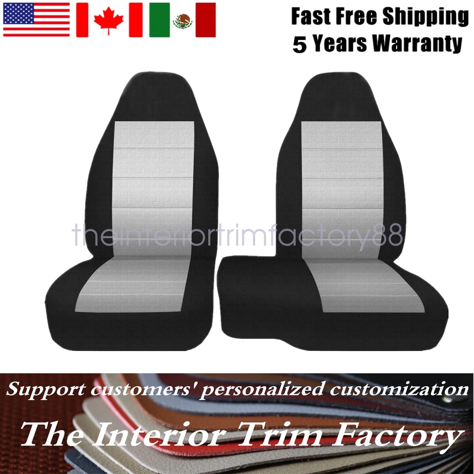 For 2004-2012 FORD RANGER 60/40 HIBACK CAR SEAT COVERS Light-Gray + Black - Image 1 of 4