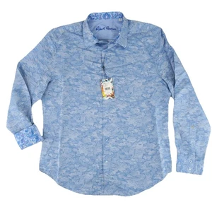 Robert Graham exklusives geknöpftes Herrenhemd mit Flip-Manschette Large blau Leinen $ 348 - Bild 1 von 16