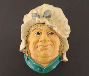 Bossons Character Head SARAH GAMP Dickens Chalkware Wall Mount 3D Plaque Vintage - Picture 1 of 9