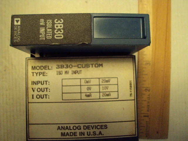 3B30-Custom Analog Devices Isolated mV; Input 0 to +20mv; Vout 0-10 V; Iout 4-20 - Image 1 of 1