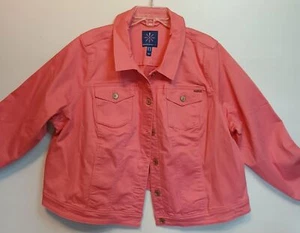 Isaac Mizrahi Ladies Plus Size 24W Pink Denim Button Up Jacket - Picture 1 of 10