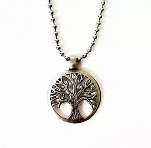 COLGANTE DE PELTRE ANTIGUO ÁRBOL DEL AMOR CON CADENA DE BOLA/hombre celta/verde/collar - Imagen 1 de 3