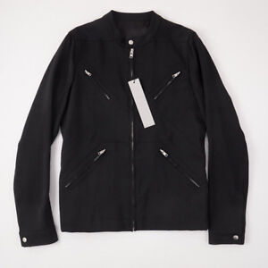 NWT RICK OWENS Woven Black Wool Bomber Jacket Slim M (Eu 50) Moto