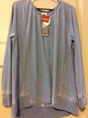 NUEVO Mujer Azul Rayas Burn Out Sudadera Moda Camisa Desteñida XL Top Suave NUEVO Foto 1 de 4