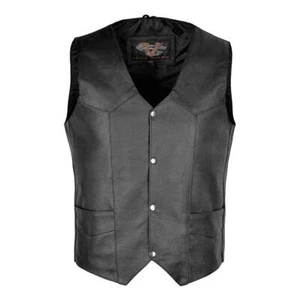 Motorcycle Vest Basic Leather Plain-Side MC Vest by Vance Leather - Picture 1 of 3