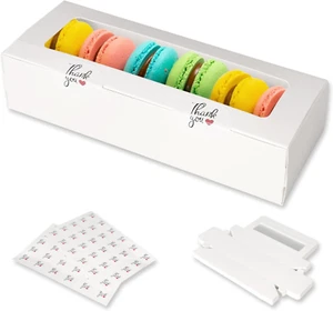 30 Pack Macaron Boxes Packaging for 5 to 7 Macarons with 60 Pcs Stickers for Hom - Picture 1 of 6