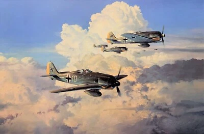 Gathering Storm by Robert Taylor art print signed by Fw190 Aces - Image 1 of 3