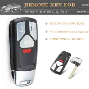 Smart Remote Key Fob 433MHz for Audi A4 A5 Q7 SQ5 TT 2017-2019 - 4M0 959 754 AK - Picture 1 of 5