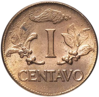 Colombia 1 Centavo Coin | Phrygian Cap | Coffee bean sprigs | 1942 - 1966 - Image 1 of 4