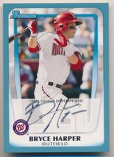 BRYCE HARPER BP1 2011 Bowman Prospects BLUE AUTO RC 218/250 NATIONALS/PHILLIES