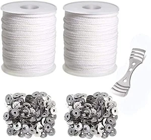 400 ft Cotton Candle Wick,24 PLY Braided Cotton Candle Making Wicks Spool + 2... - Picture 1 of 5