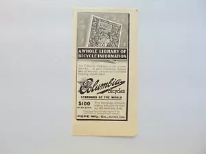 1896 COLUMBIA BICYCLES POPE MFG CO. World Standard vintage print ad - Picture 1 of 1
