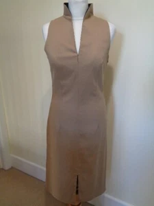 VERSACE CLASSIC V2 BEIGE SLEEVELESS MIDI DRESS WITH FRONT SPLIT - SIZE 12 (44) - Picture 1 of 7