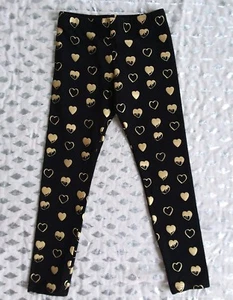 Vigoss black leggings pants gold Hearts sz 6-7-8 - Picture 1 of 3