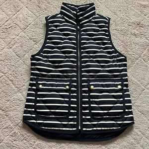 NWOT J. Crew Polyester Down Blend Striped Puffer Vest Women’s Size XS - Picture 1 of 7