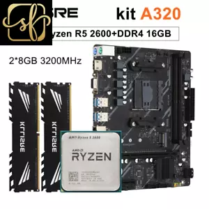 Kit A320 AMD Ryzen R5 2600 CPU DDR4 16GB 3200Mhz Memoria Placa Madre A320M - Imagen 1 de 7