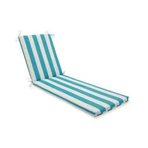 Striped 23 x 30 Outdoor Chaise Lounge Cushion in Blue/White Cabana Stripe - Picture 1 of 6