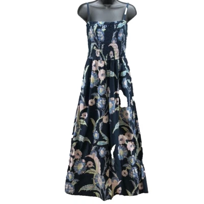 Pilcro Anthropologie Smocked Printed Jumpsuit Womens Small Linen Summer Boho  - Image 1 of 4