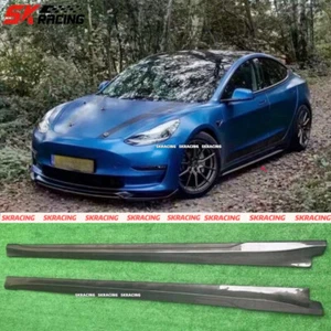 Kits de carrocería divisor de extensión de faldón lateral de fibra de carbono para Tesla Modelo 3 2017-2023 - Imagen 1 de 18