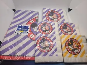Mickey Mouse Happy Birthday Napkins and Tablecover Matching Set Vintage Mickey - Picture 1 of 5