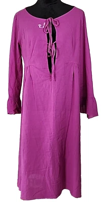 Nuevo - Vestido Diesel Dampi XL Túnica Corbata Frontal 100% Algodón Púrpura Boho Acampanado Muñeca Foto 1 de 4