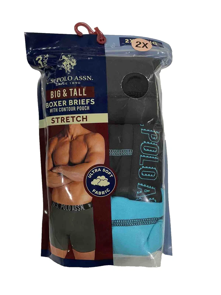 США POLO ASSN. МУЖСКАЯ УПАКОВКА 3 - SZ 2XL XXL - БОЛЬШОЙ И ВЫСОКИЙ НИЖНЕЕ БЕЛЬЕ ТРУСЫ-БОКСЕРЫ - Изображение 1 из 1