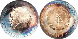 GER006 Germany Deutsche Demokratische Republik Silver 10 Mark, 1970. NGC MS66. - Picture 1 of 4
